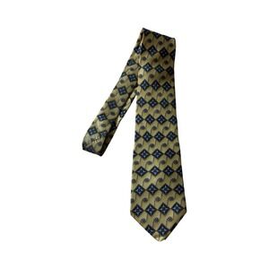 ANDHURST Men's Tie Gold & Blue Patterned Necktie Business Casual Formal‎